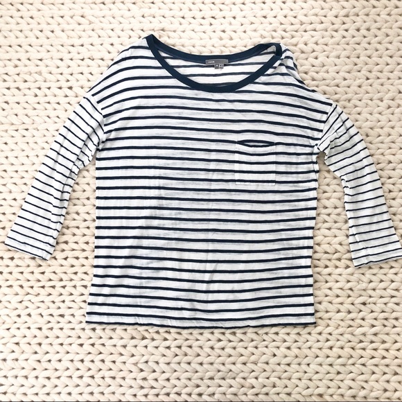 *SOLD* Vince 3/4 Sleeve Striped Pocket Tee - Picture 4 of 6